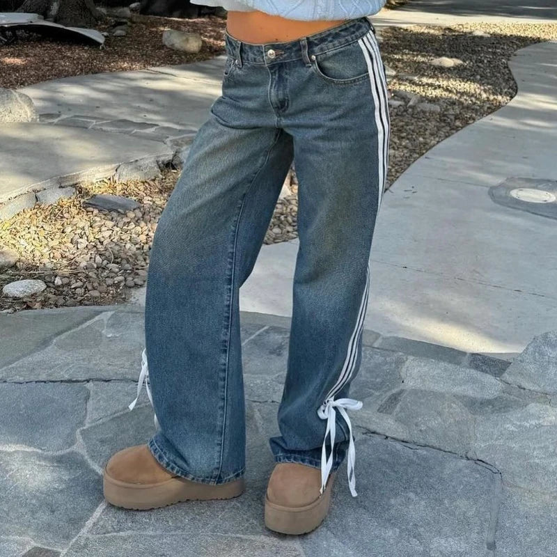 Wijde Jeans met Strepen en Veters - Mila