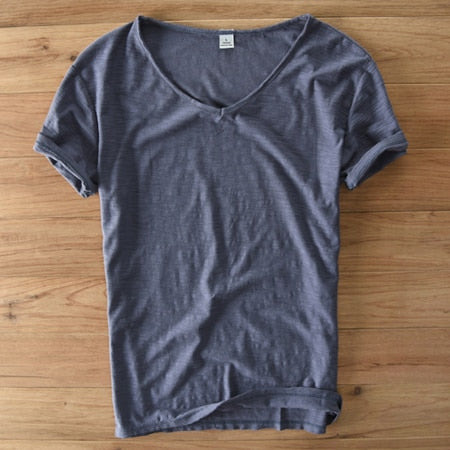 Heren V-hals Linnen Shirt - Luca