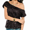 Trendy One Shoulder T-shirt met pailletten voor zomernachten -  GlamGlanz