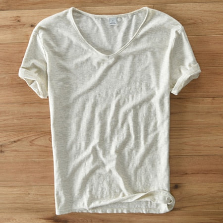 Heren V-hals Linnen Shirt - Luca