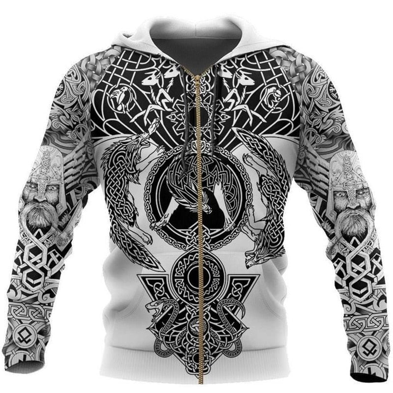 Viking Hoodie met Runen- en Krijgermotieven – Eirik