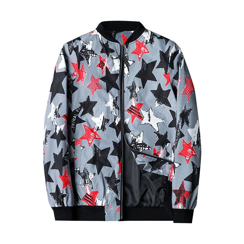 Heren Bomberjack met Abstracte Print - Enzo