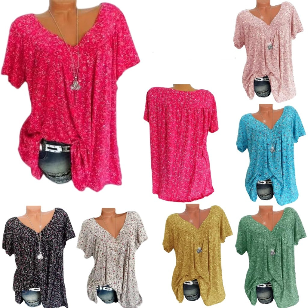 Dames Boho Zomerblouse met Bloemenprint - Celeste