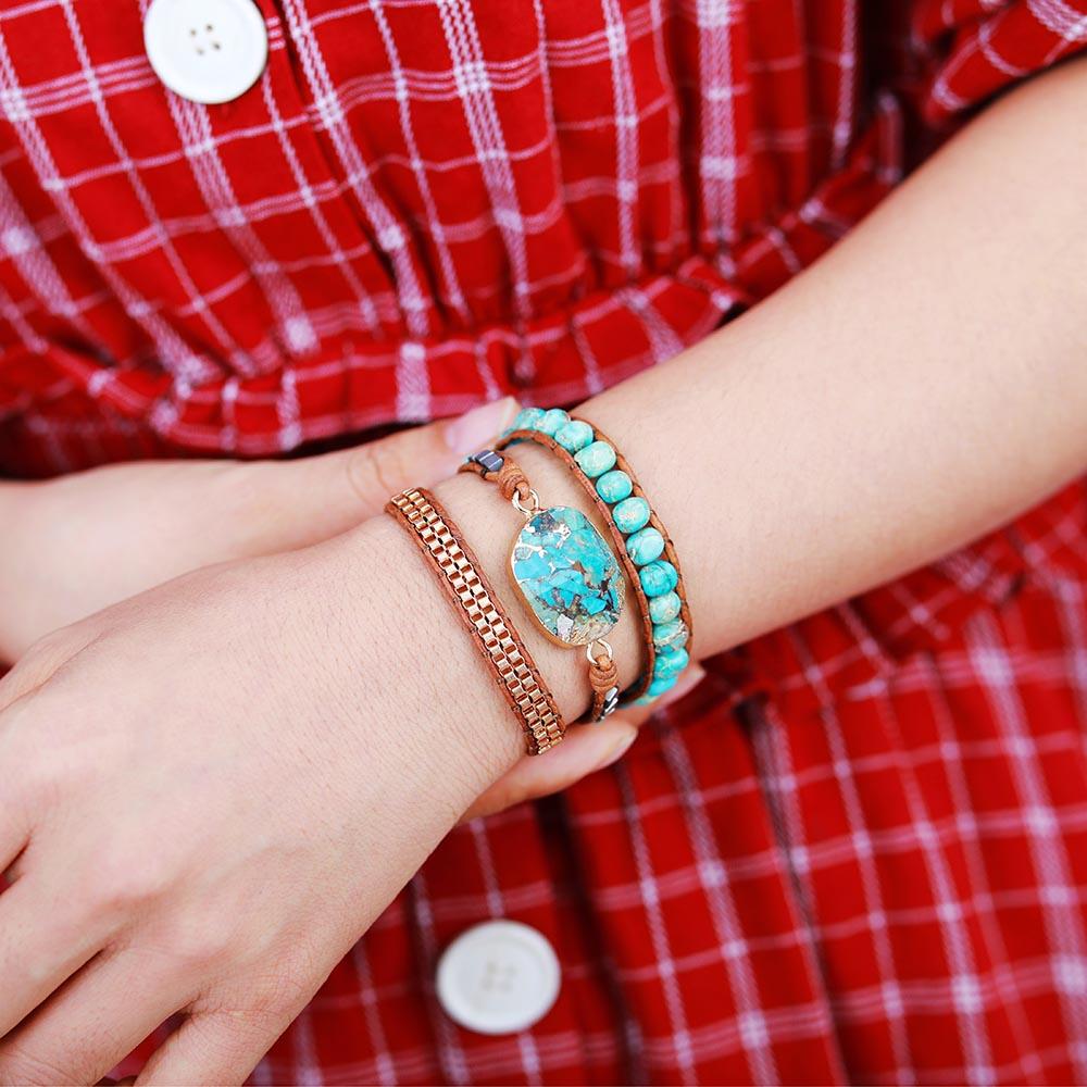 Turkoois Kalmerende Energie Wikkelarmband - Elara