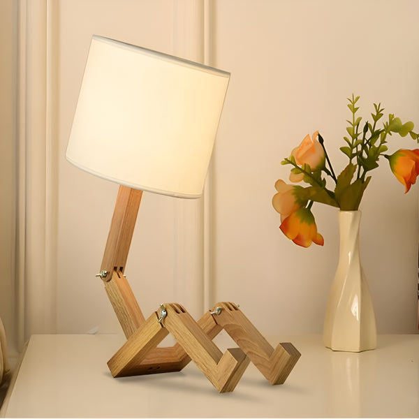 Flexibele Robot Bureaulamp van Massief Hout – LumoBot