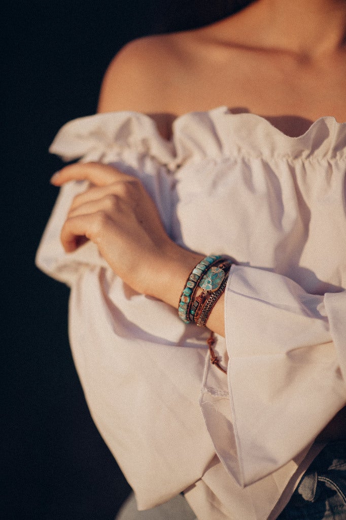Turkoois Kalmerende Energie Wikkelarmband - Elara