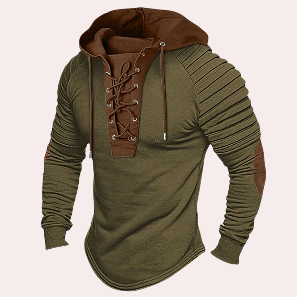 Heren Sweatshirt met Vetersluiting en Capuchon – Eliano