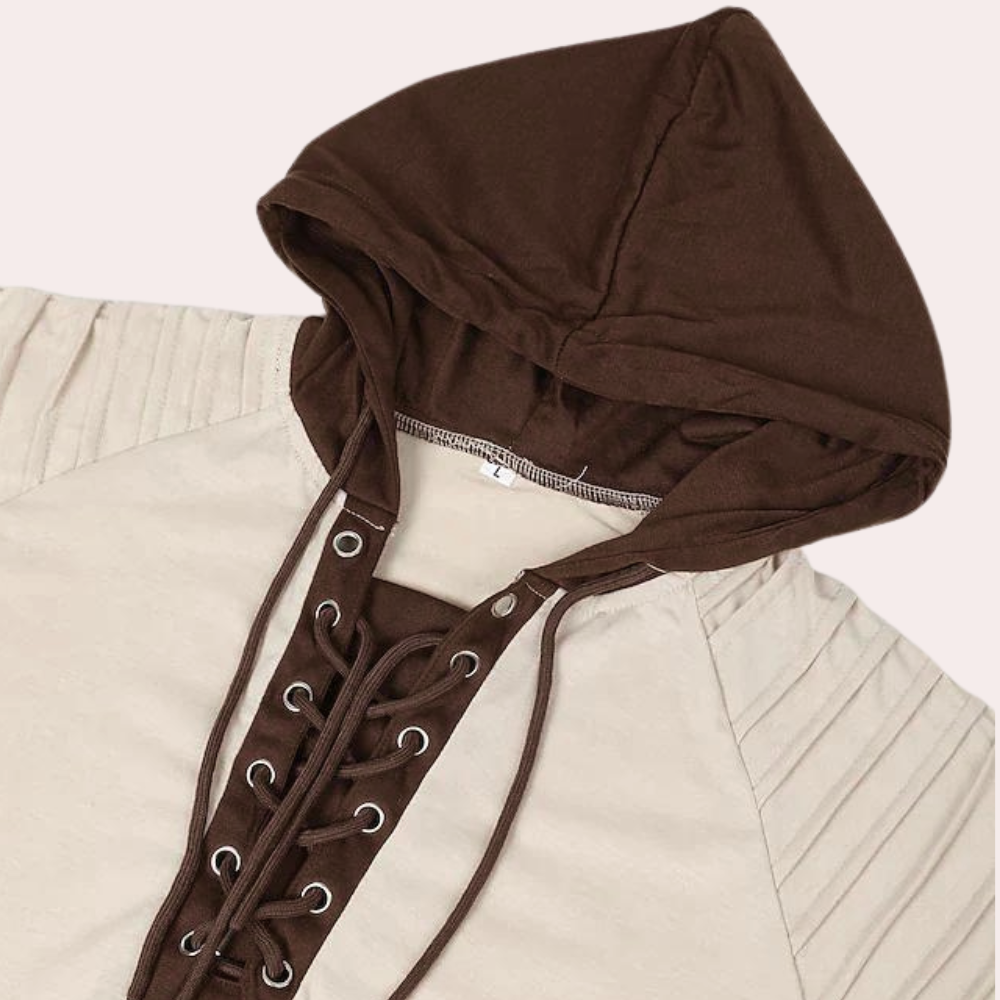 Heren Sweatshirt met Vetersluiting en Capuchon – Eliano