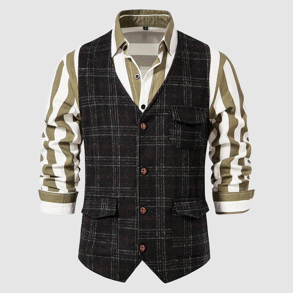 Vintage Heren Gilet met Ruitpatroon – Henri