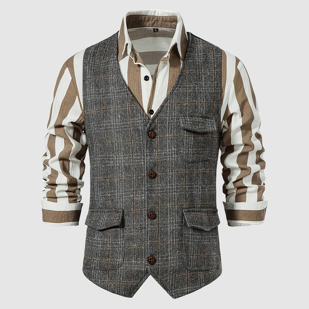 Vintage Heren Gilet met Ruitpatroon – Henri