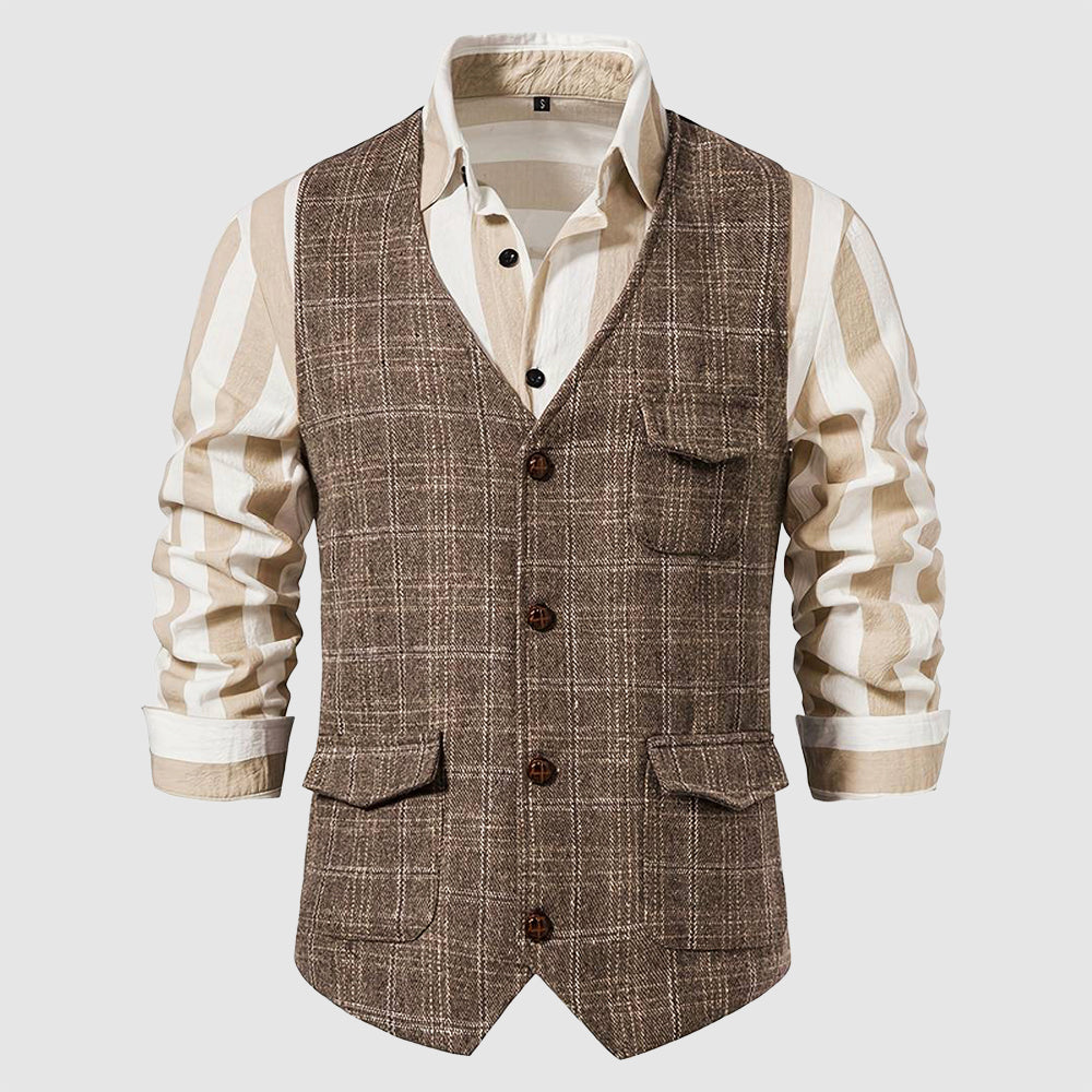 Vintage Heren Gilet met Ruitpatroon – Henri