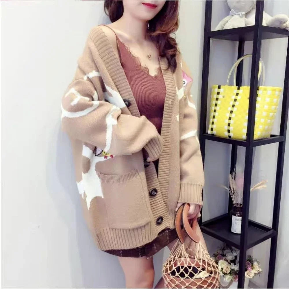 Gebreide Cardigan met Speelse Print en Knoopsluiting - Nova