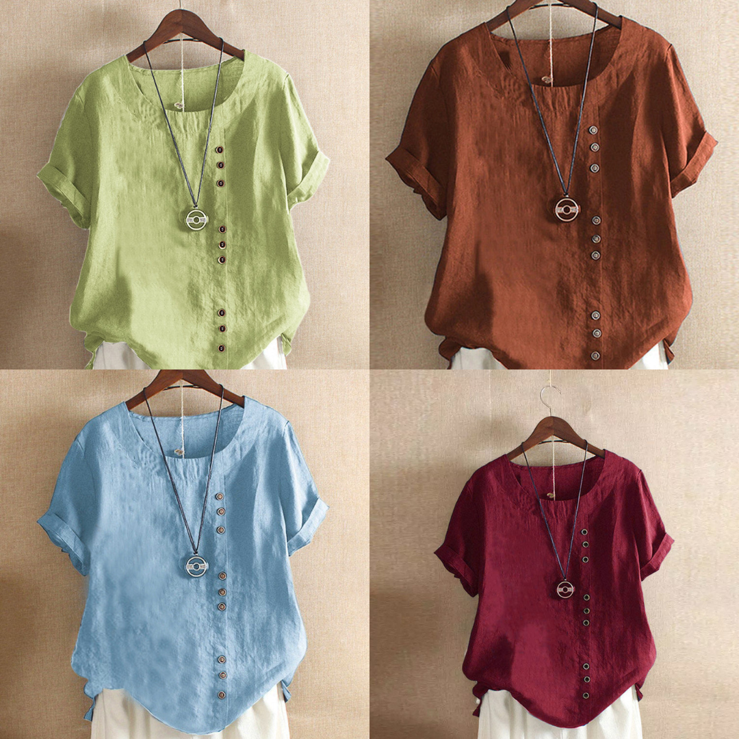 Effen T-Shirt met Korte Mouwen en Ronde Hals – Samantha