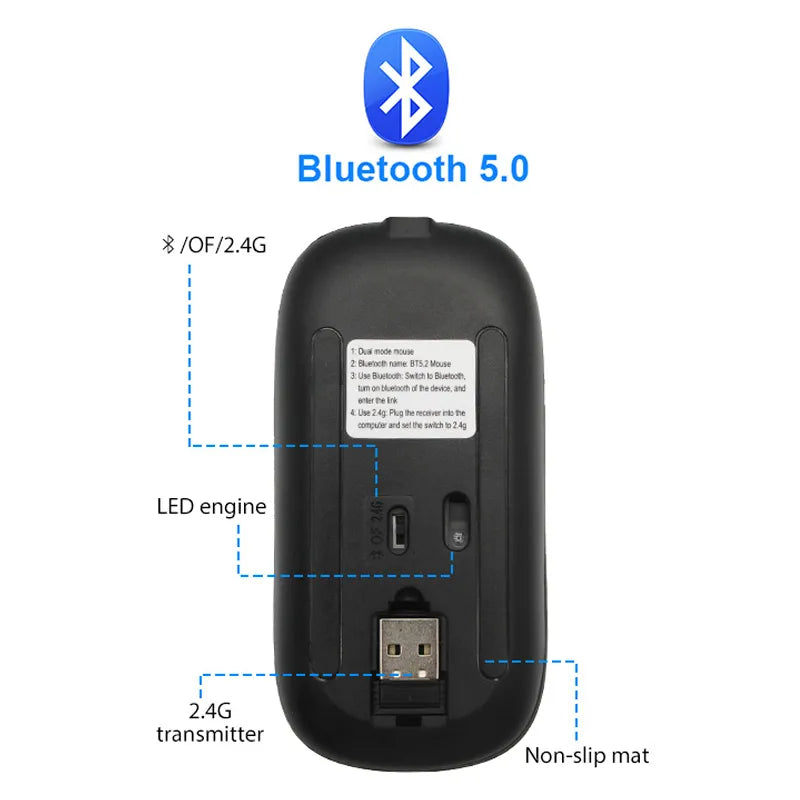 Wireless LED Muis | Oplaadbare Bluetooth muis