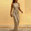 Glamoureuze Glitter Jumpsuit - Celeste