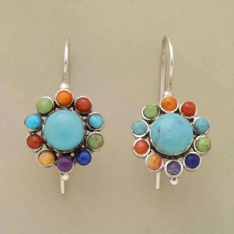 Ronde Oorbellen in Turkoois Multicolor - Zenya