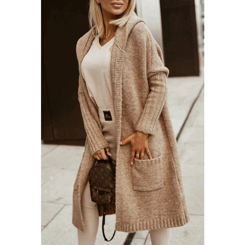 Lange Gebreide Dames Cardigan Met Capuchon – Margo