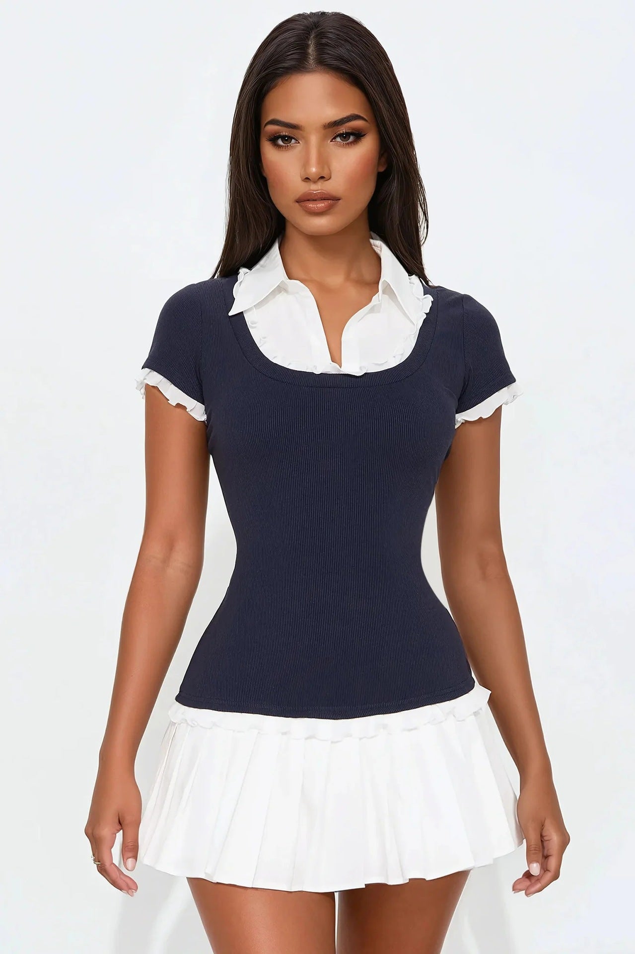 Trendy mini jurk met ruches en een getailleerde pasvorm - Nia