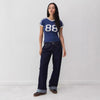 Trendy dames T-shirt met kantdetail en contrastmouwen - Yelina