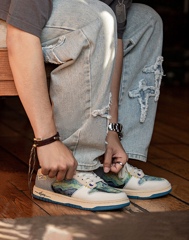 Artistieke uniseks sneakers met sterrennacht-design en comfortabele zool - Lior