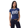 Trendy dames T-shirt met kantdetail en contrastmouwen - Yelina