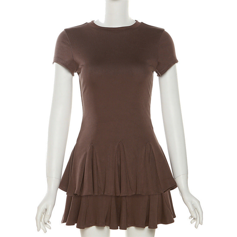 Stijlvolle Mini jurk met ruches en ronde halslijn – Nayeli