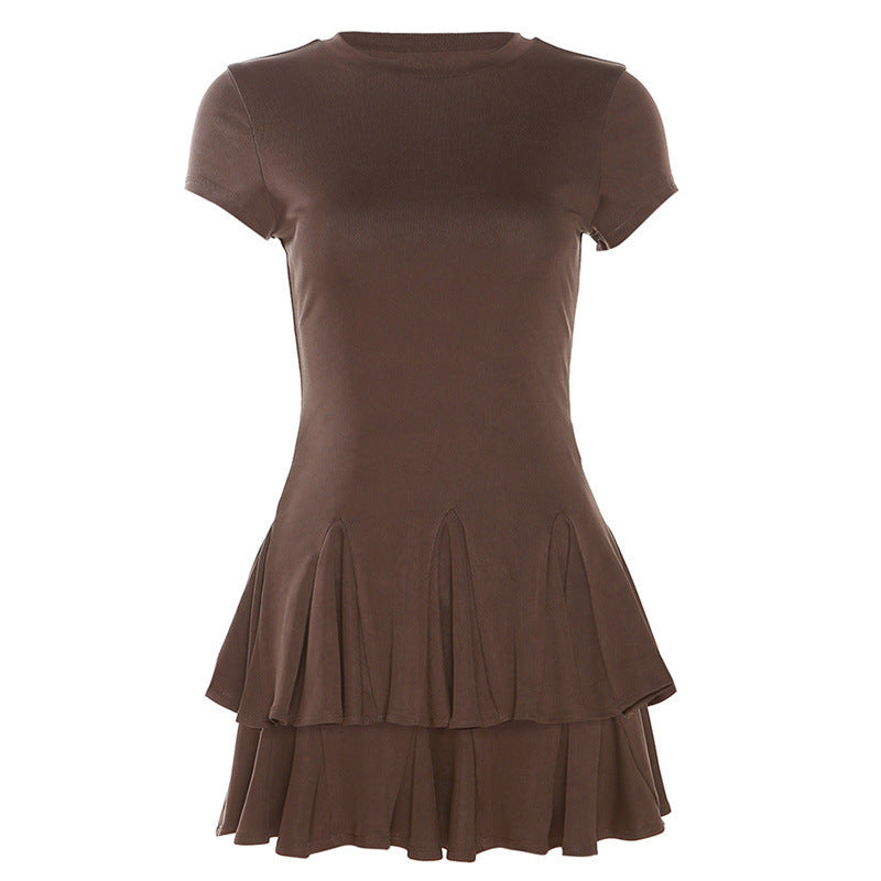 Stijlvolle Mini jurk met ruches en ronde halslijn – Nayeli