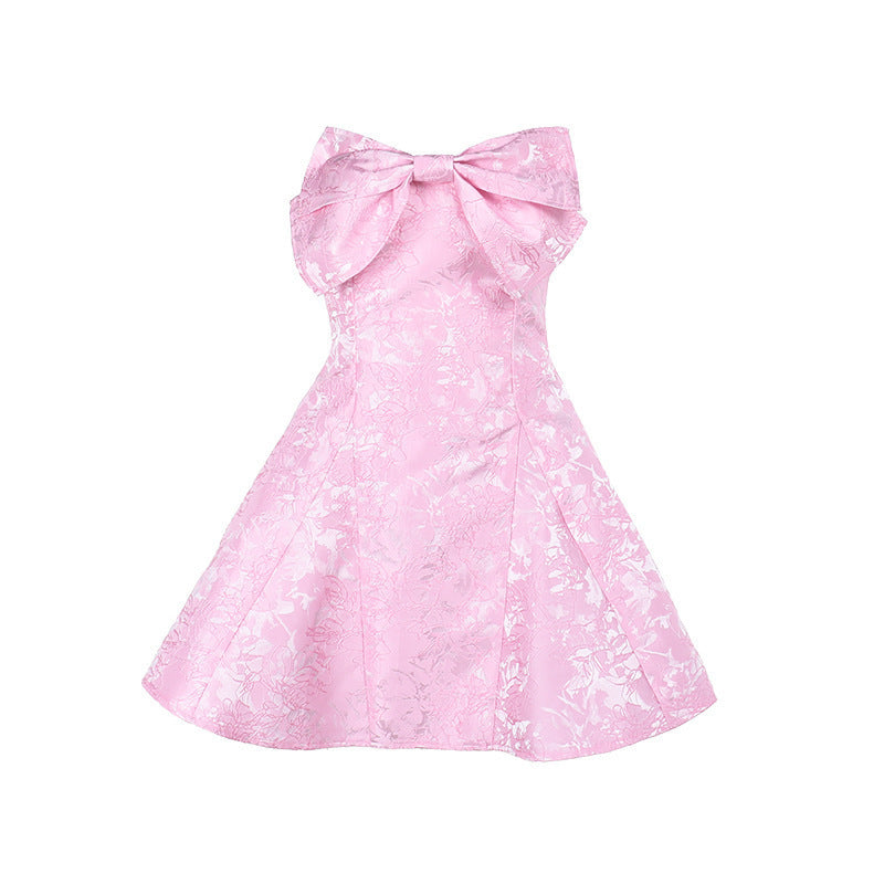 Trendy dames minikleed zonder schouders met strikdetail – Malou