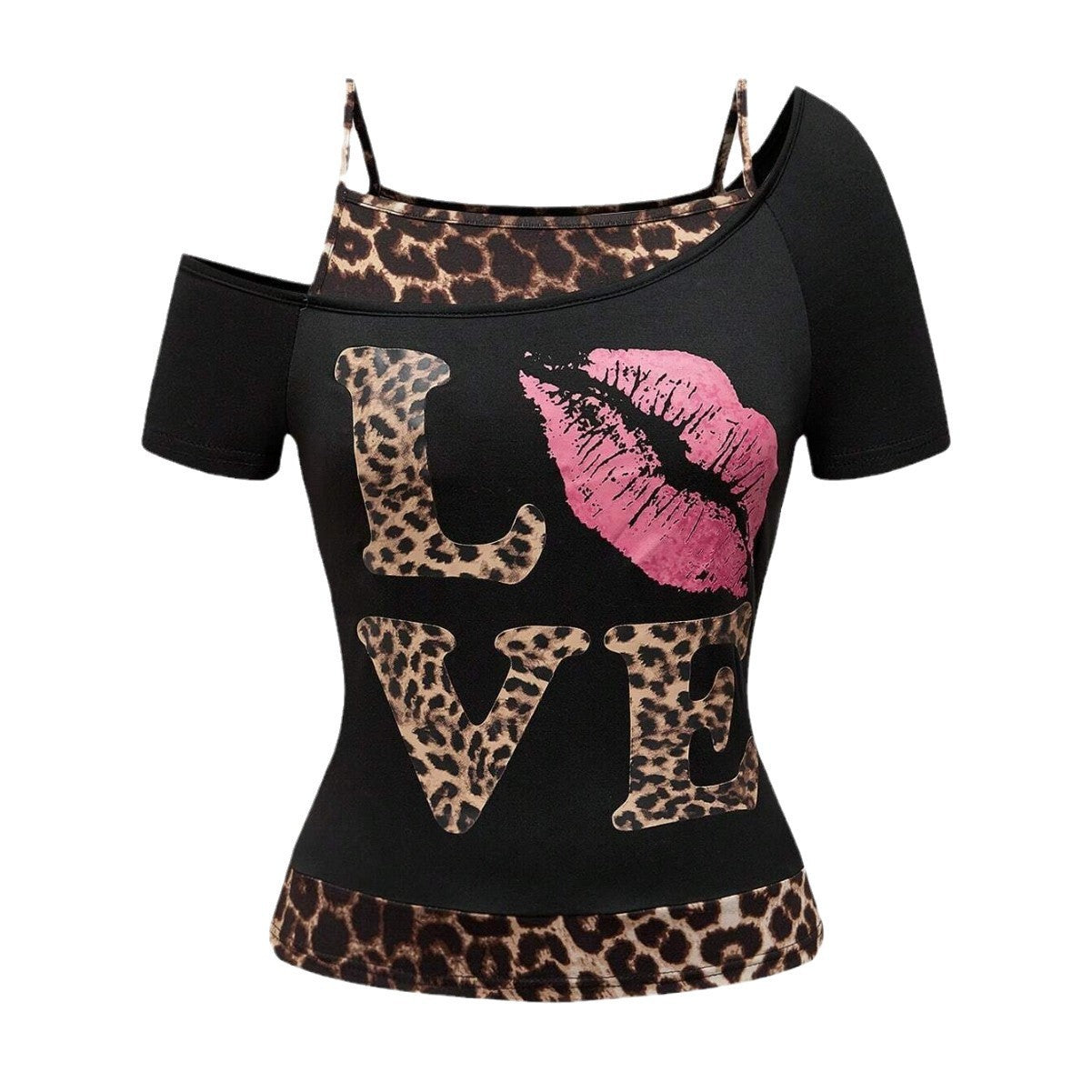 Trendy dames off-shoulder shirt met luipaardprint - Zaria