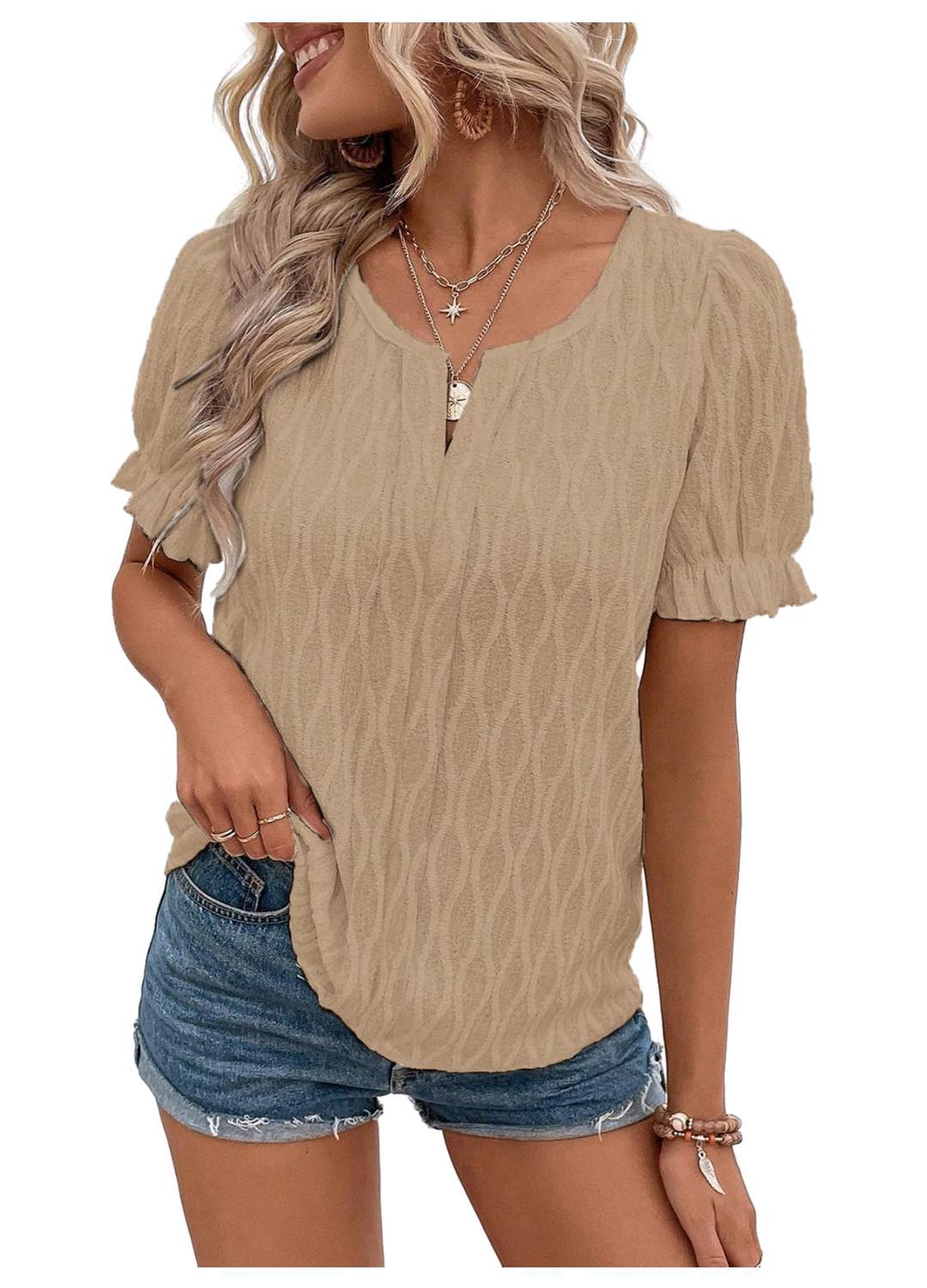 Luchtig & stijlvol dames pofmouwenshirt met kantaccent – Noemi