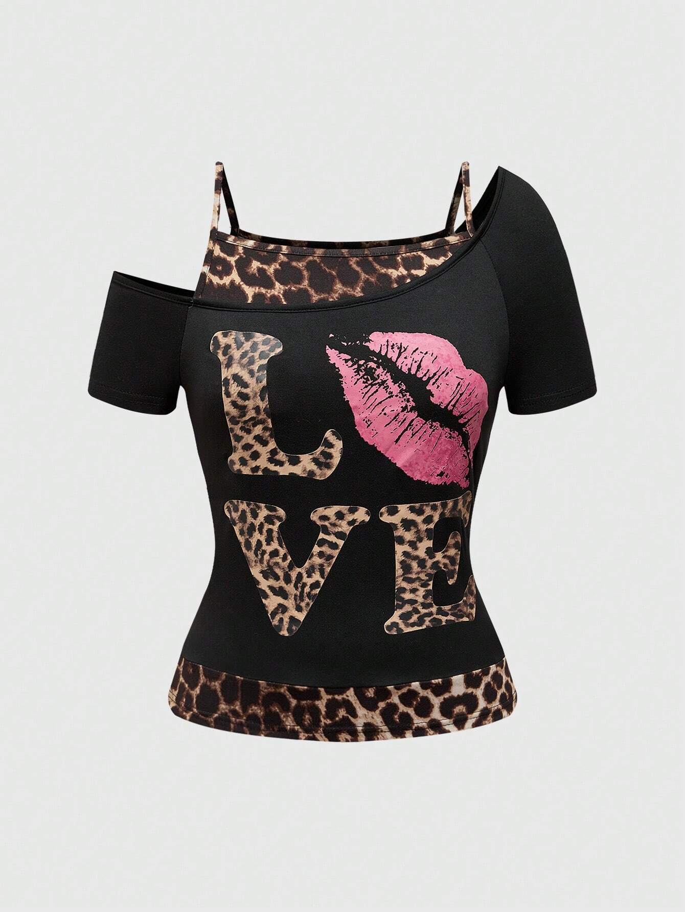 Trendy dames off-shoulder shirt met luipaardprint - Zaria