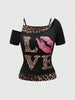 Trendy dames off-shoulder shirt met luipaardprint - Zaria