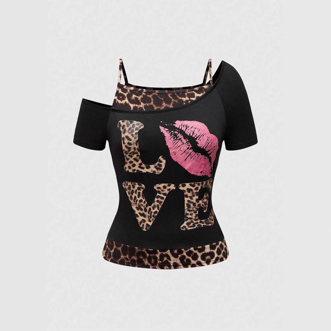 Trendy dames off-shoulder shirt met luipaardprint - Zaria
