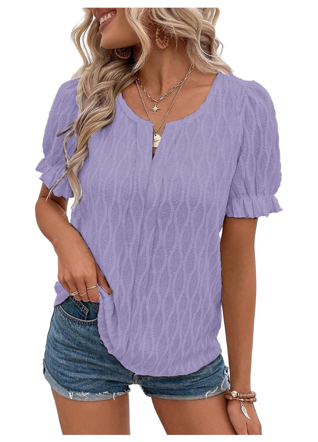 Luchtig & stijlvol dames pofmouwenshirt met kantaccent – Noemi