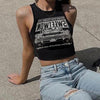 Trendy dames crop-top met autoprint en ronde hals – Maila