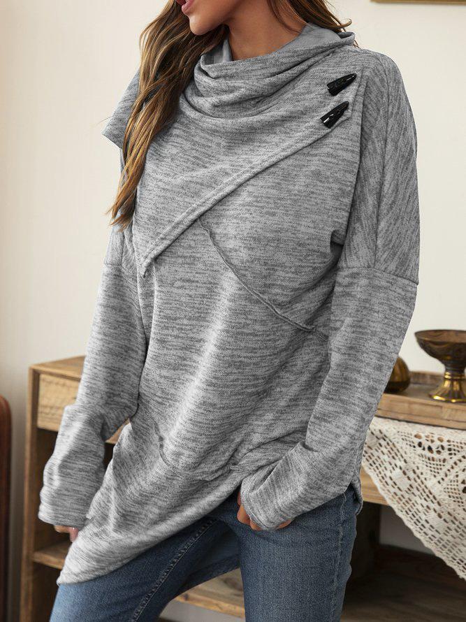 Asymmetrisch Shirt met Waterval Kraag - Liora