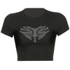 Trendy dames crop-top met strass-skeletpatroon - Yara