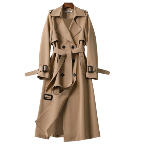 Trendy Dames Trenchcoat met Dubbele Knopen - Celina