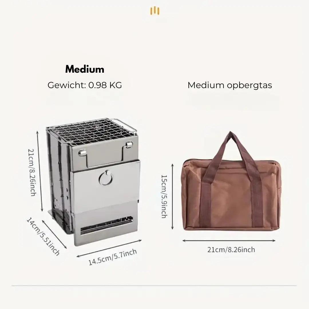 Opvouwbare RVS Houtkachel - TrailFlame