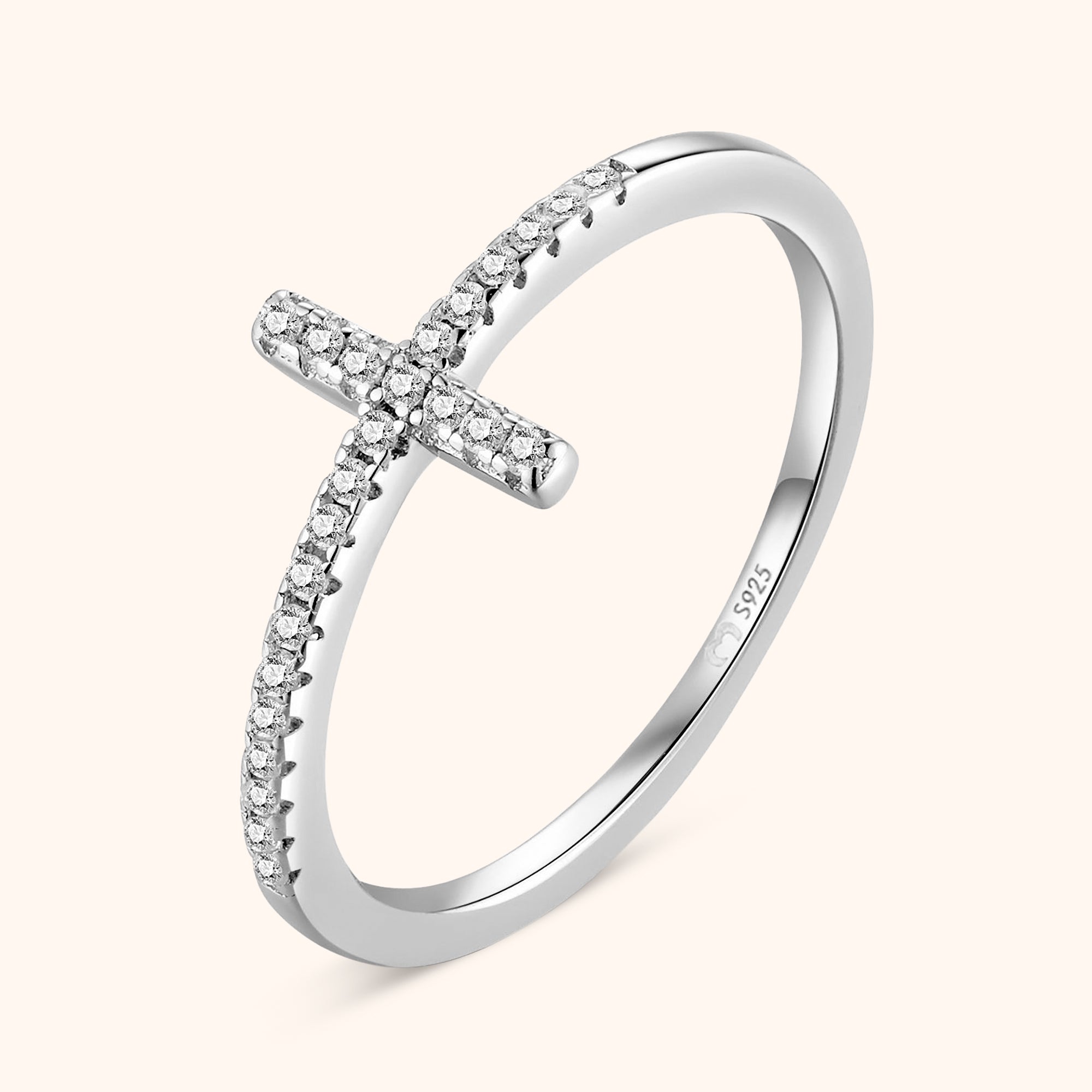 Stijlvolle Ring met Zirkonia Kruis - Faith