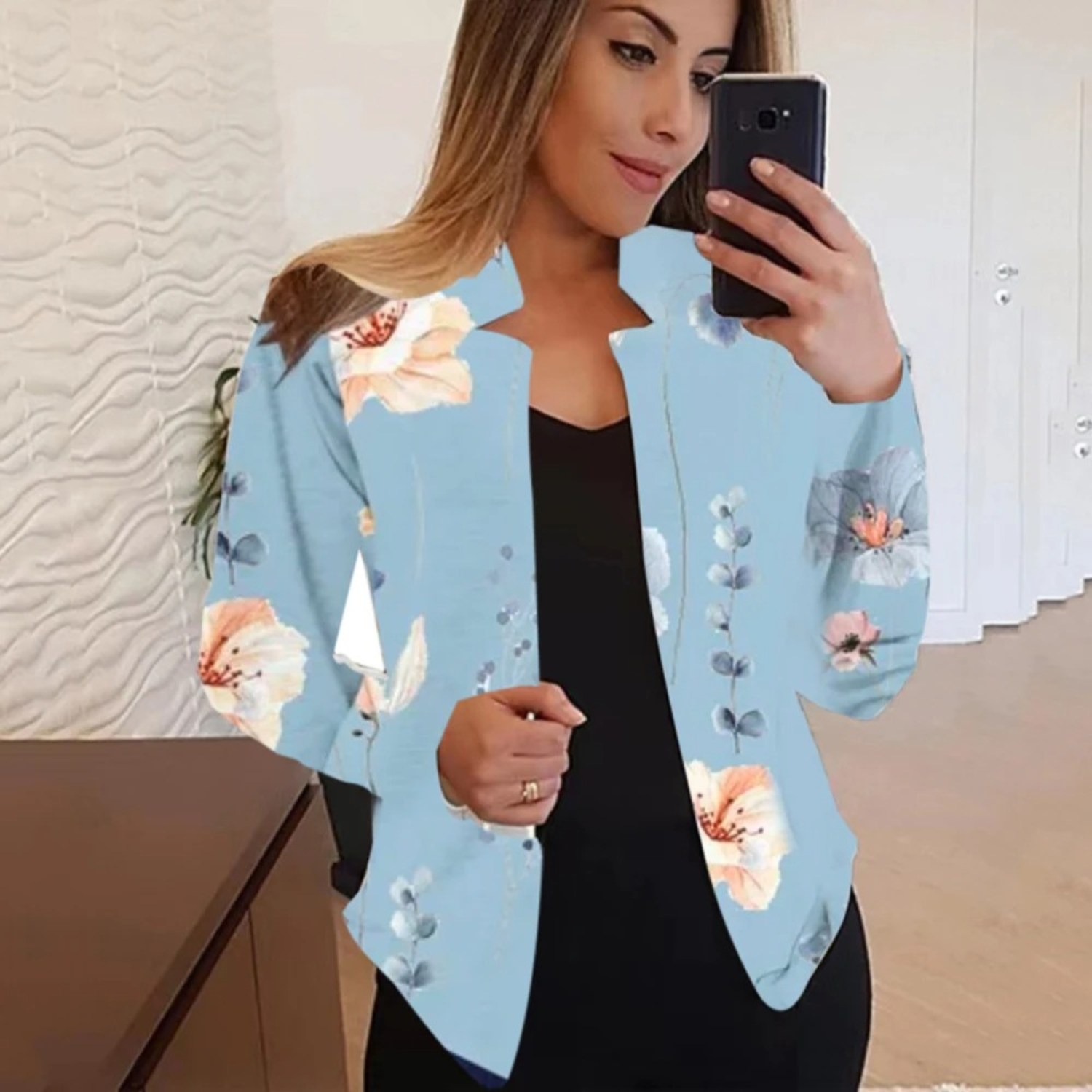 Artistieke Damesblazer met Ink & Wash Design - Amaya