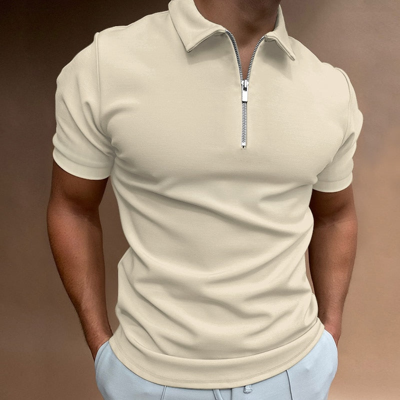 Moderne Slim Fit Polo met rits (1 kopen, 1 gratis) - VestoZip herenpolo