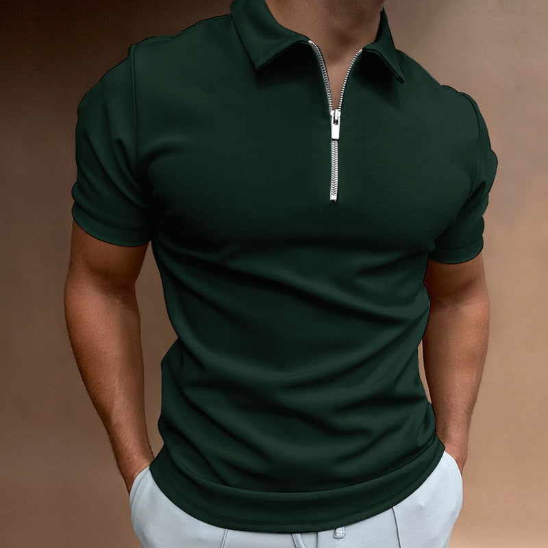 Moderne Slim Fit Polo met rits (1 kopen, 1 gratis) - VestoZip herenpolo