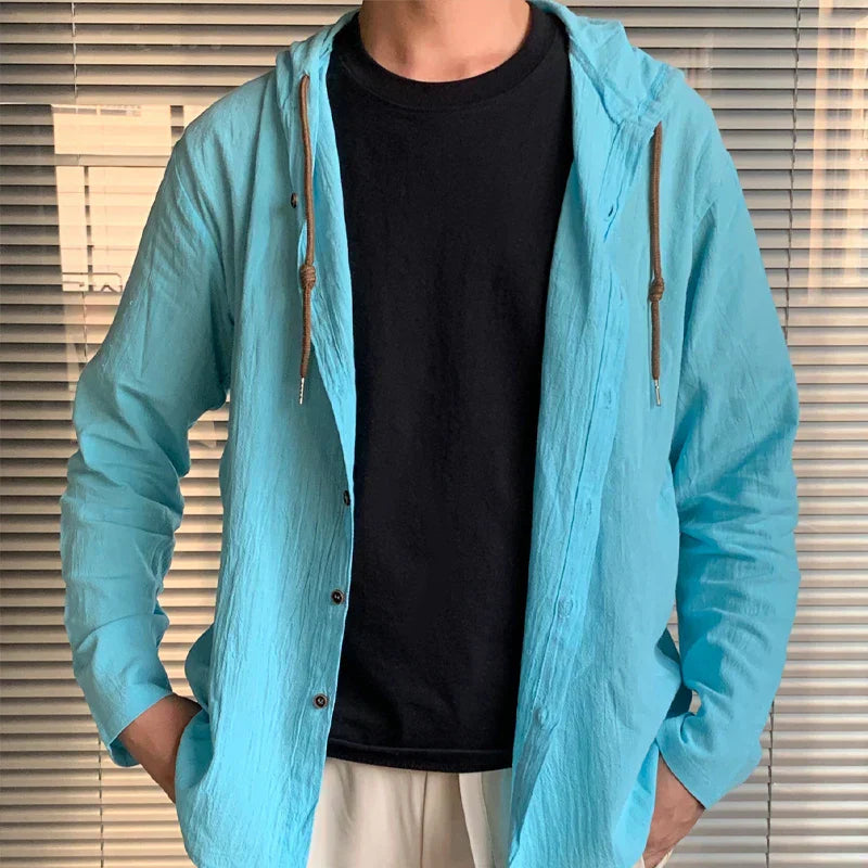 Ademend & Licht Linnen Heren Shirt met Capuchon – Malik