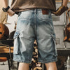 Heren Denim-Cargo-Bermuda in Retro Motorstijl – Ronex