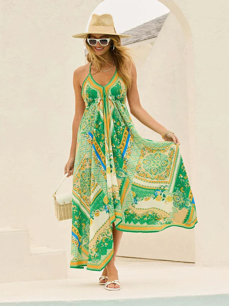 Luchtige & Stijlvolle Boho Maxi Jurk met Halternek - Naya