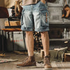 Heren Denim-Cargo-Bermuda in Retro Motorstijl – Ronex
