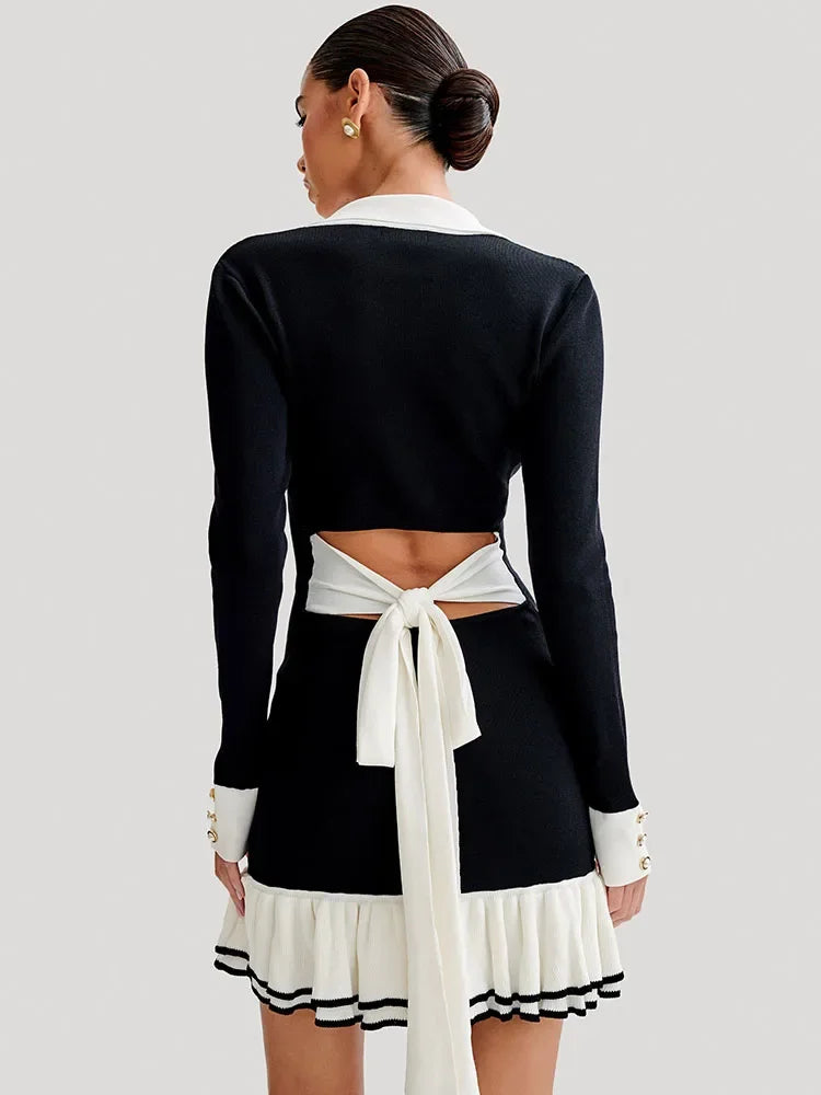 Gebreide Mini Jurk met Rugdecolleté en Bandage Ontwerp – Amira