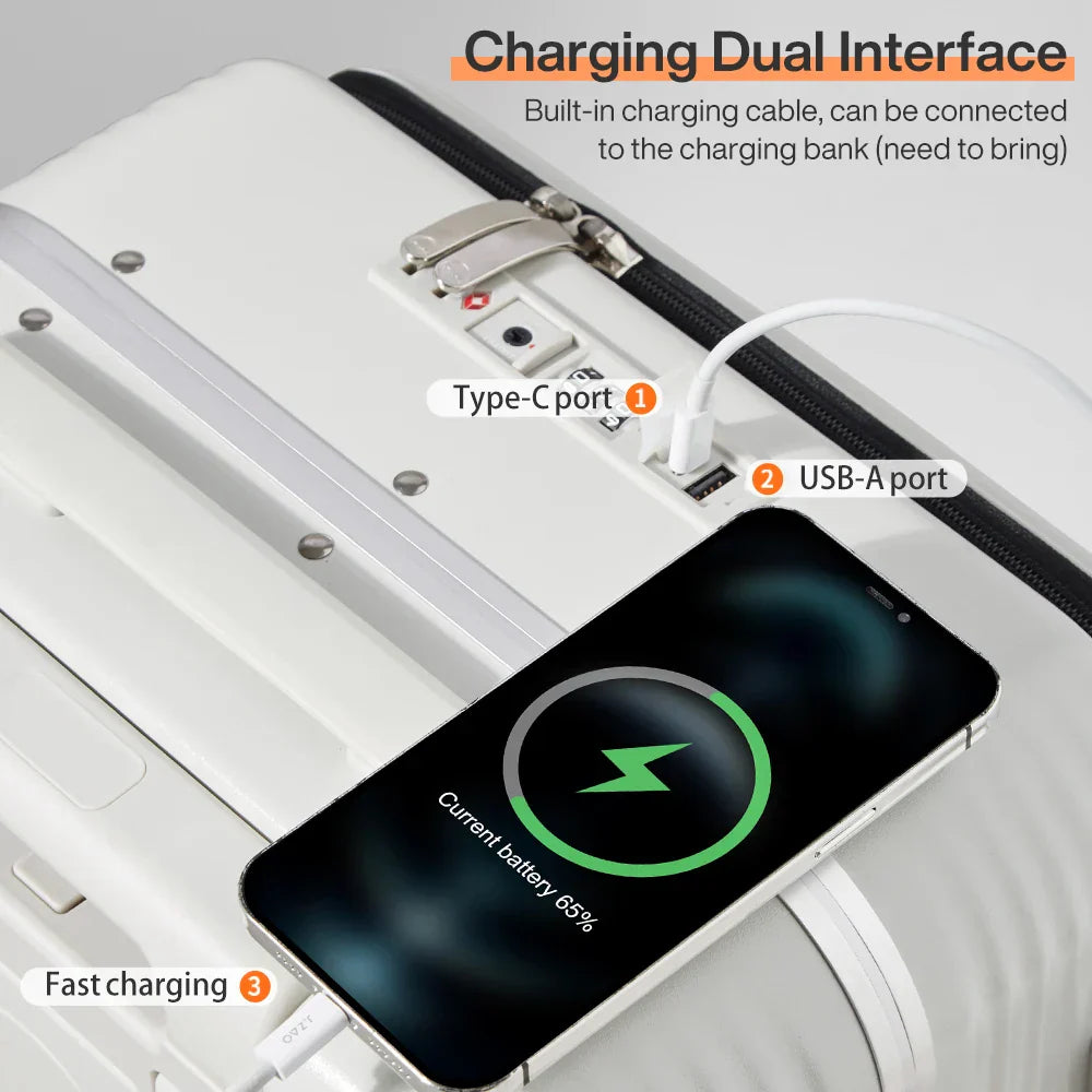 Aluminium Frame Hardshell Koffer met USB-Poort – Turin