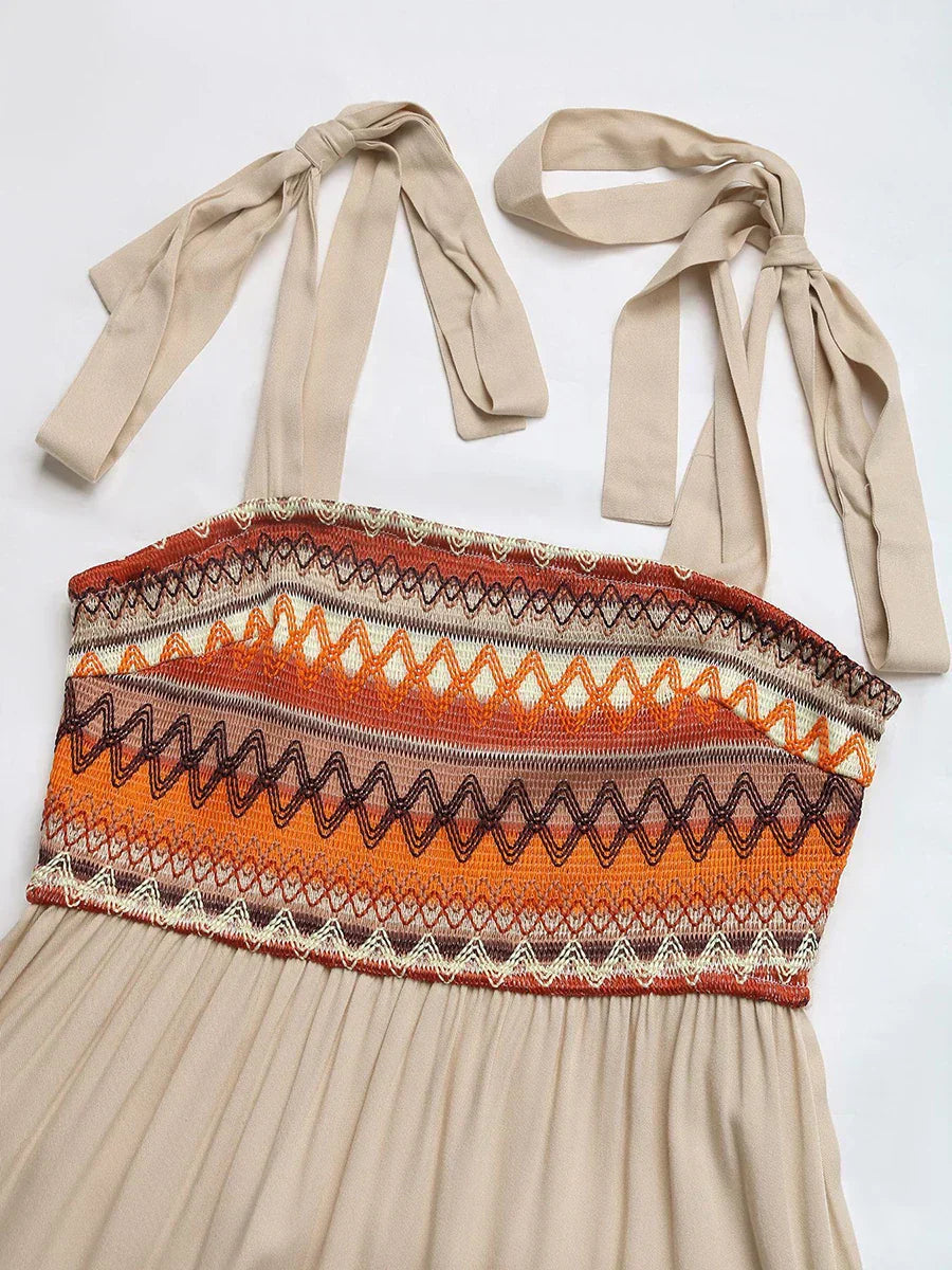 Beige Luchtige & Stijlvolle Midi Jurk - Lina